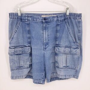 Vintage Savane Denim Cargo Jean Shorts Mens Sz 38 Light Wash Blue Utility 90s